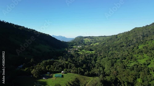 Aerial views towards Mt Warning over the upper Numinbah Valley near the Gold Coast, New South Wales border in the Gold Coast Hinterland photo