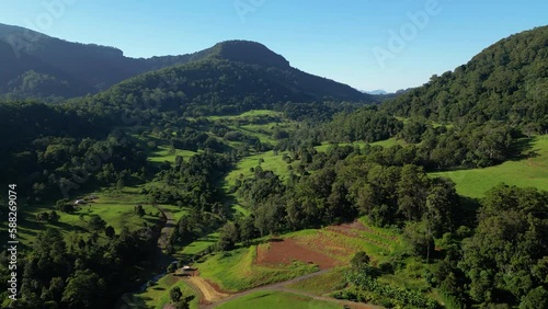 Aerial views over the upper Numinbah Valley near the Gold Coast, New South Wales border in the Gold Coast Hinterland photo