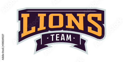 Bold sports font for panther mascot logo. Text style lettering for esport, leo mascot logo, sport team, college club. Font on ribbon. Vector illustration isolated on background