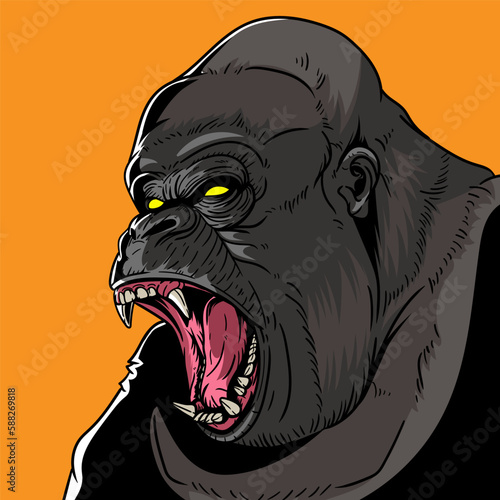 Head of an angry gorilla illustration