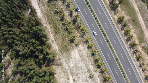 aerial view of the road and driving car.JPG