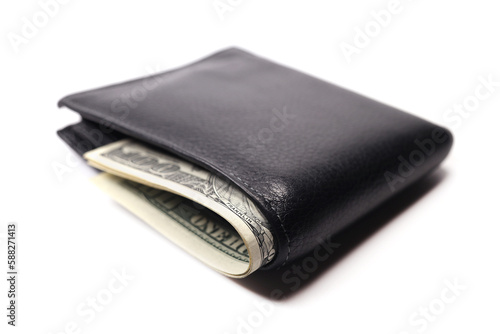 Full wallet with money american dollars isolated on white background