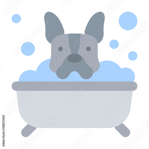dog in bath