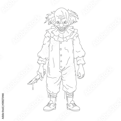 evil clown is staring at you. Creep clown vector illustration