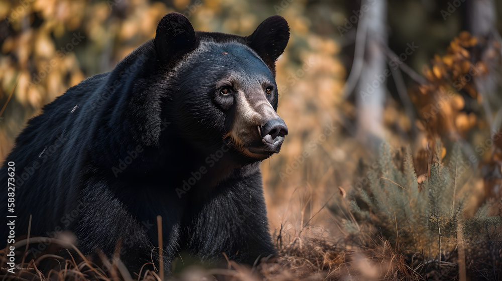 Black bear in nature. Generative AI