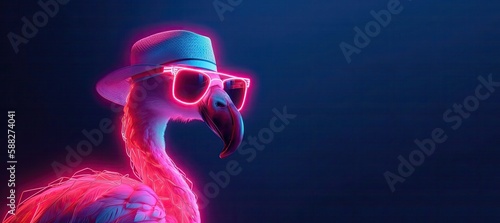 flamingo  neon light with generative ai