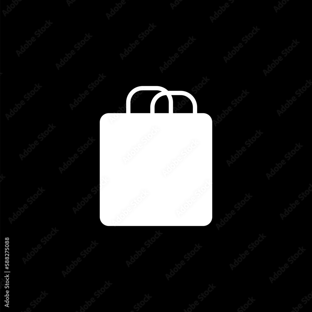 Paper shop bag icon isolated on black background Paper shop bag icon isolated on black background