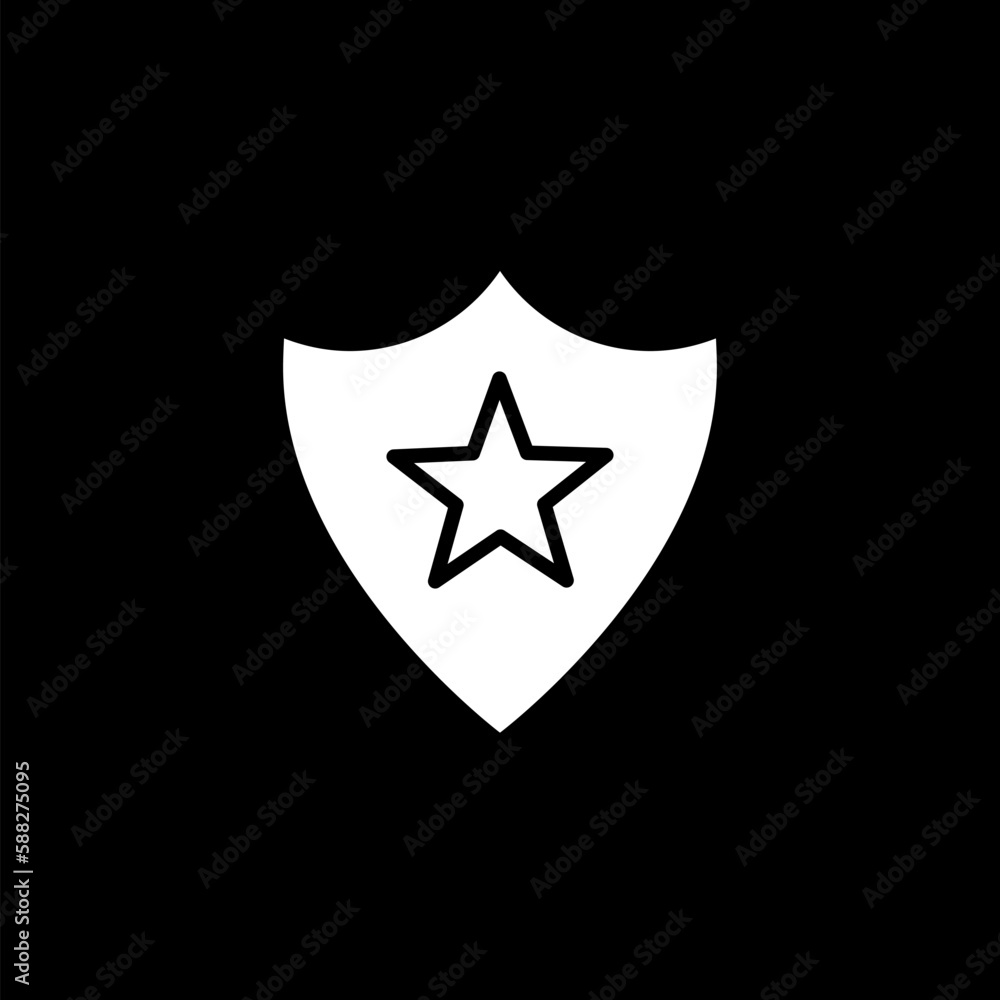 Shield security icon,star icon isolated on black background Shield security icon,star icon isolated on black background