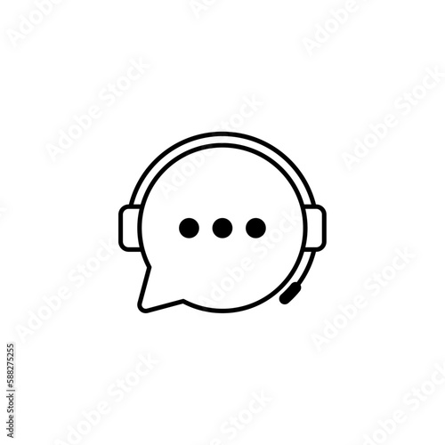 Isolated Vector Speech Bubble With Headphones Support Icon