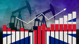 Great Britain oil industry concept. Economic crisis, increased prices, fuel default. Oil wells, stock market, exchange economy and trade, oil production