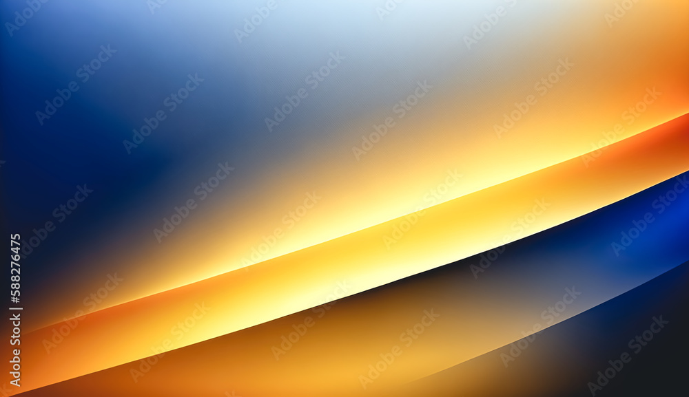 Abstract blurry smooth image of blue and yellow color, generative AI. Abstract blurry smooth image of blue and yellow color, generative AI.