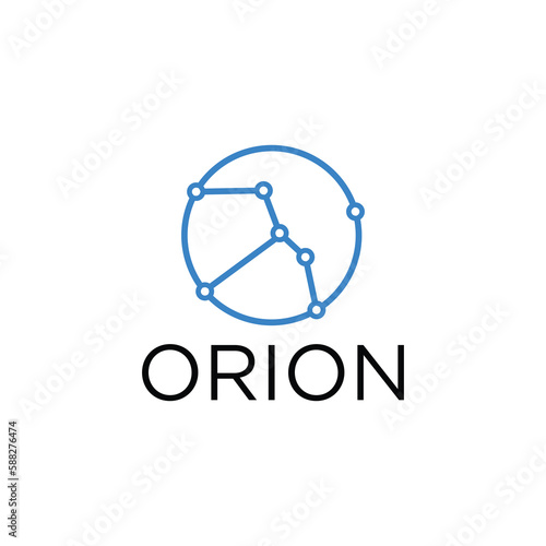 O letter logo with orion constellation concept and abstract design