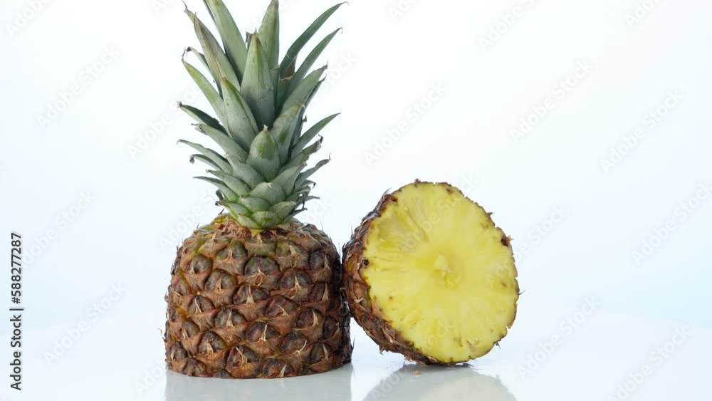 Pineapple rotation on white background Pineapple rotation on white background