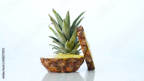 Pineapple rotation on white background