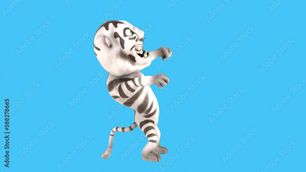 Fun 3D cartoon tiger dancing (with alpha channel included)