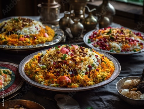 A spicey biryani served in plates