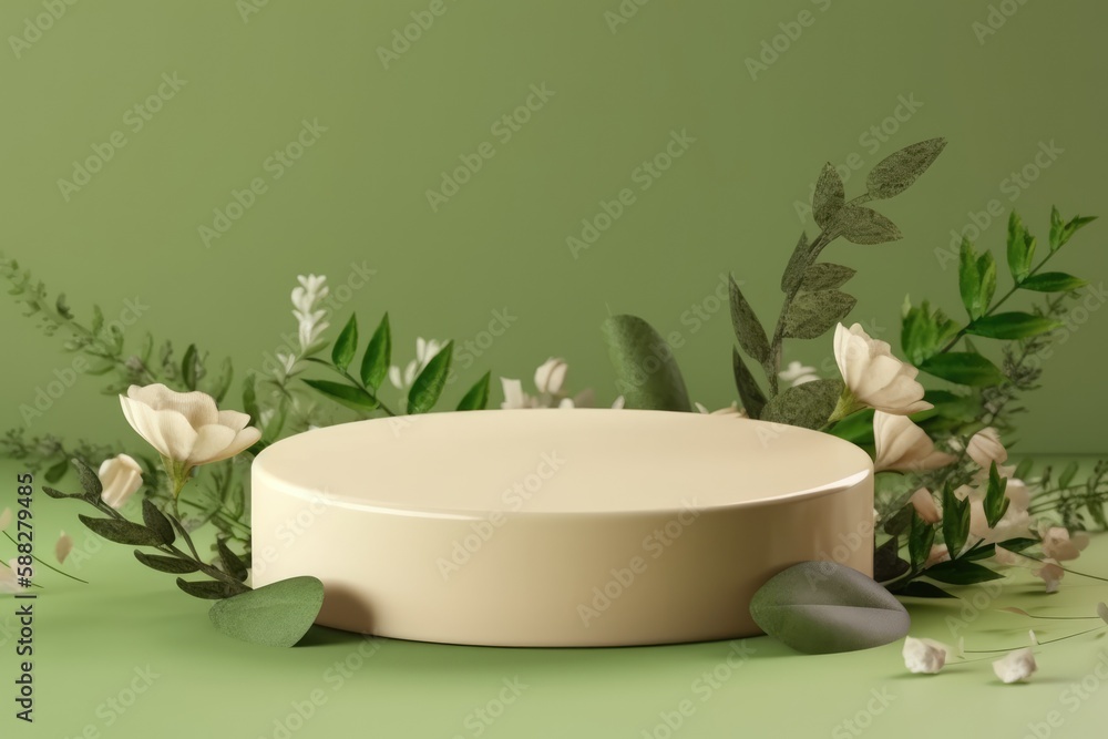 Beige round template podium mockup Beige round template podium mockup