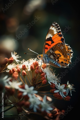 Butterfly on flower professional color grading soft macro