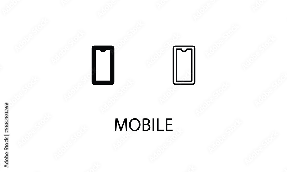 Mobile icons with 2 styles outline icon, glyph icon, vector stock. Mobile icons with 2 styles outline icon, glyph icon, vector stock.