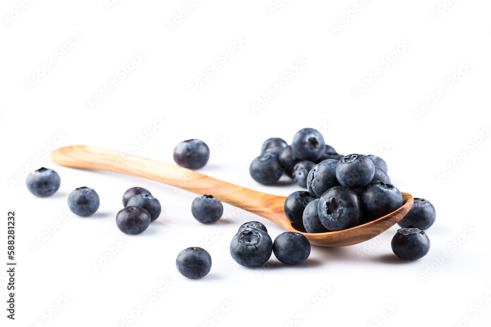 Fresh blueberries in wooden spoon Fresh blueberries in wooden spoon