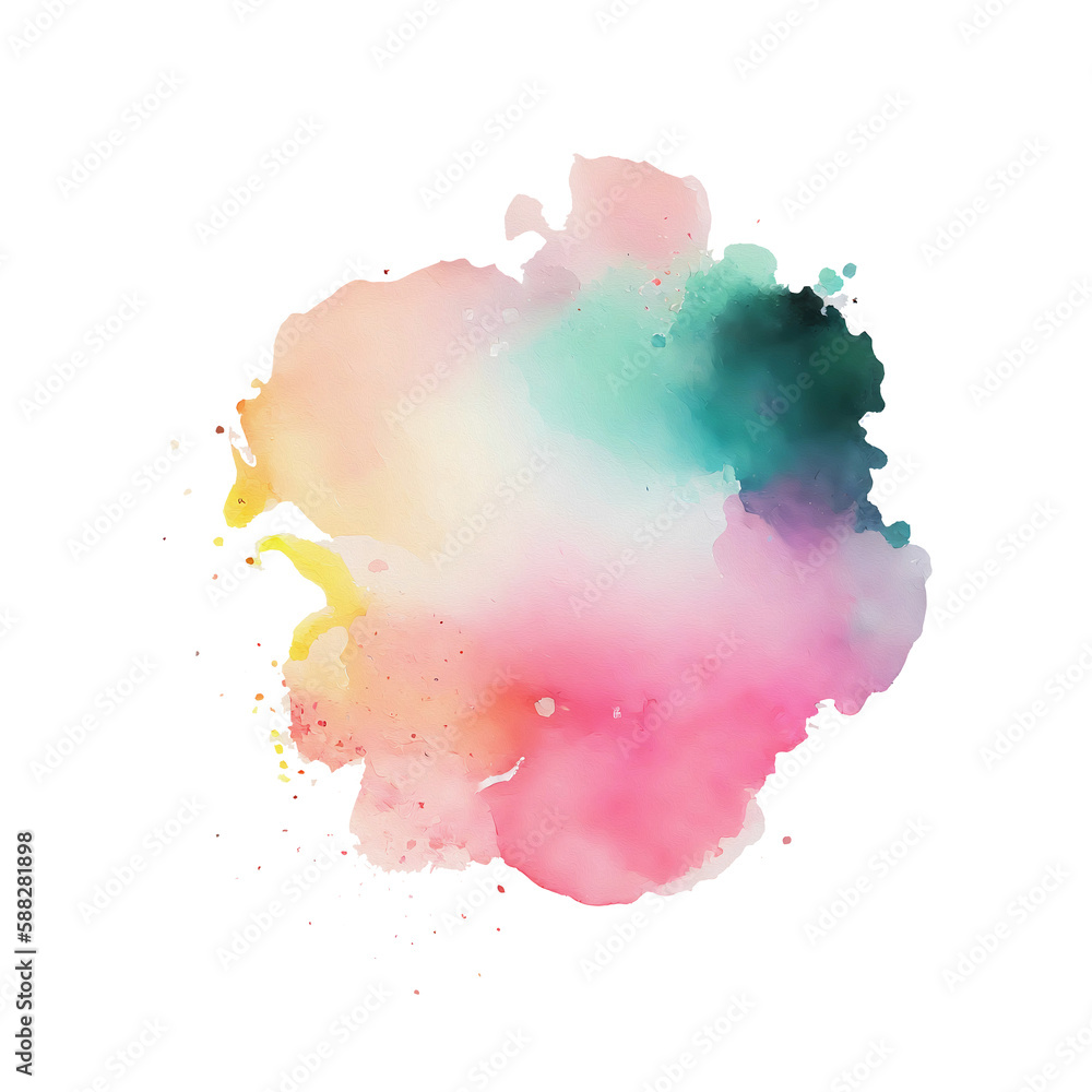Watercolor round splash stain on transparent png background. Generative ai.