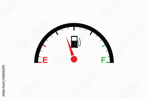 Concept of a fuel indicator, gas meter. Fuel sensor. Car dashboard. Vector illustration on white background