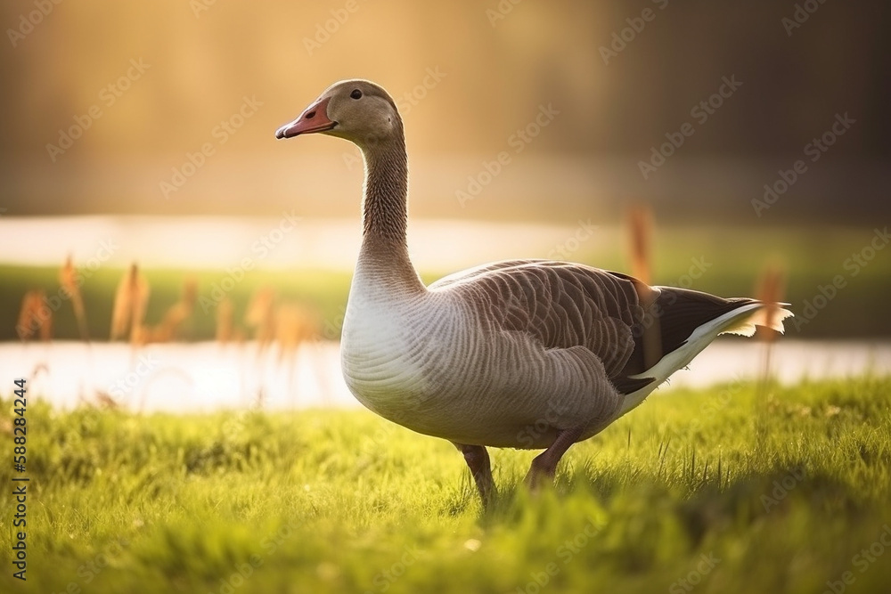 Free range happy ducks roaming free on meadow at farm. Generative AI Free range happy ducks roaming free on meadow at farm. Generative AI