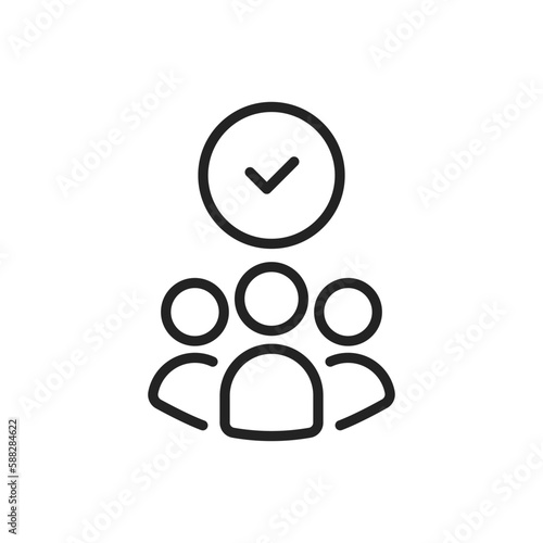 effective teamwork icon with black thin line group