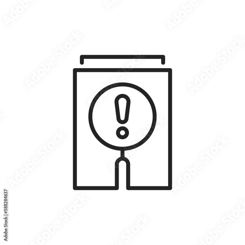 exclamation mark on paper like crisis audit icon