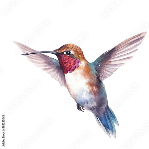 hummingbird watercolor isolated on white background