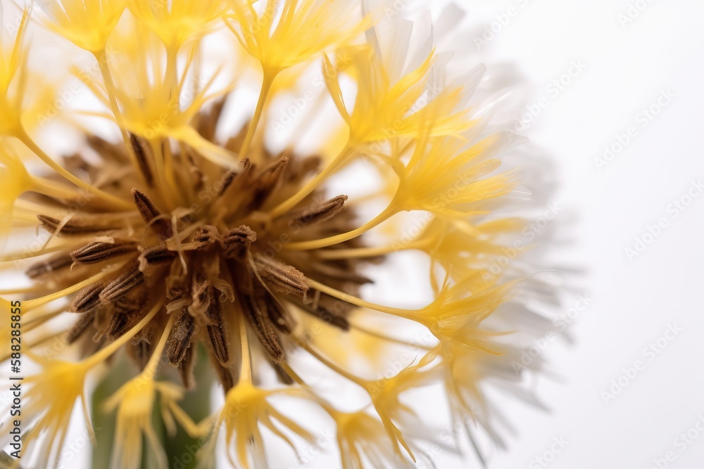 a close up of a yellow flower with a white back dropper in the middle of the image and a white back dropper in the middle of the top of the flower. generative ai a close up of a yellow flower with a white back dropper in the middle of the image and a white back dropper in the middle of the top of the flower. generative ai