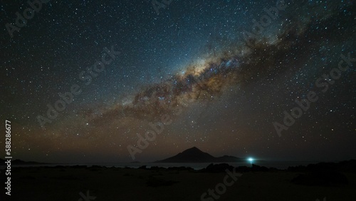 Mesmerizing night landscape of the Pan de Azucar national park under the cloudy sky in Chile