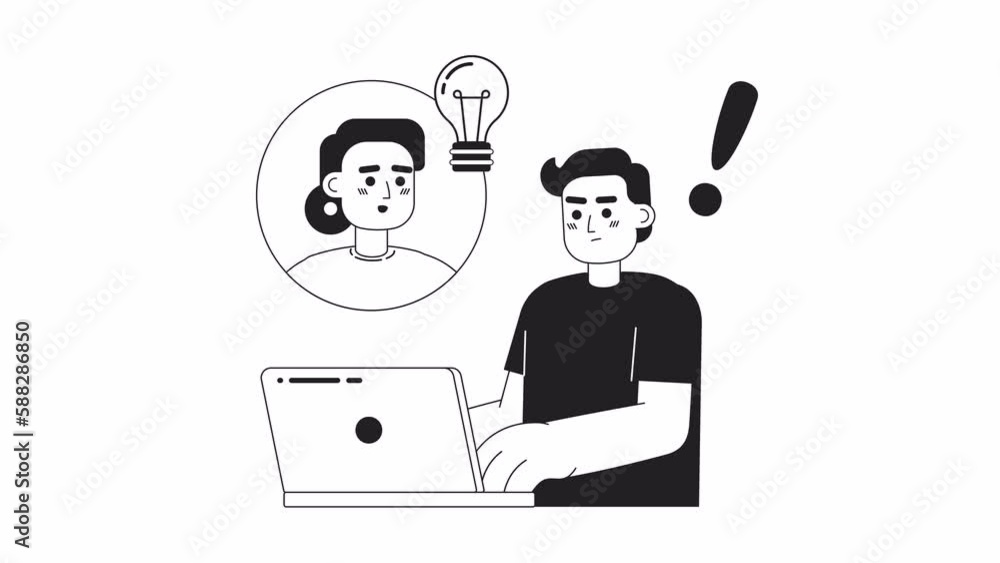Animated mono devs in remote team. Web development. Collaboration. 2D black and white flat characters 4K video footage with alpha channel transparency. Thin line art concept animation for web design Animated mono devs in remote team. Web development. Collaboration. 2D black and white flat characters 4K video footage with alpha channel transparency. Thin line art concept animation for web design
