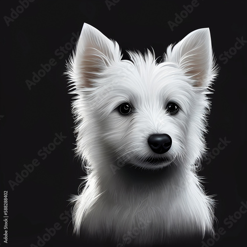 white dog on black background, Generative AI © Photobank