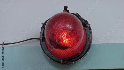 Flashing red light on wall, Moscow, Russia