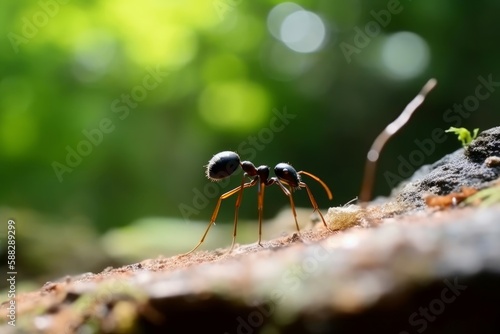 Strong ant on tree. Generate Ai © nsit0108