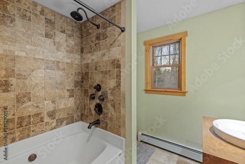 Rustic designed bathroom in an elegant house