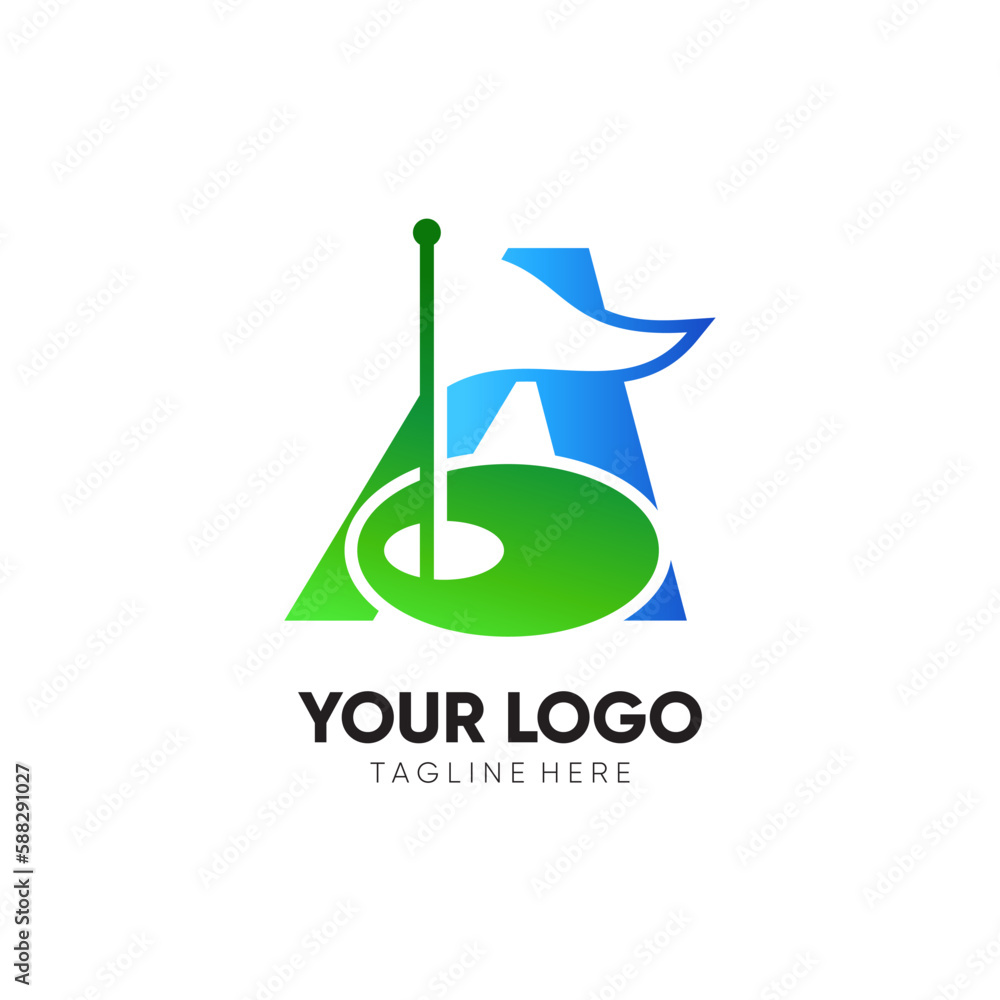 Letter A Initial Golf Flag Logo Design Vector Icon Graphic Emblem Illustration Letter A Initial Golf Flag Logo Design Vector Icon Graphic Emblem Illustration