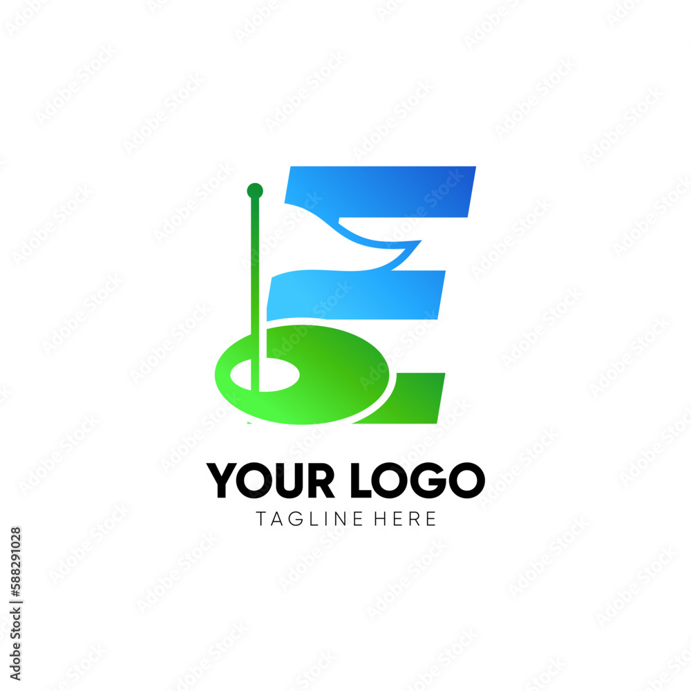 Letter E Initial Golf Flag Logo Design Vector Icon Graphic Emblem Illustration Letter E Initial Golf Flag Logo Design Vector Icon Graphic Emblem Illustration