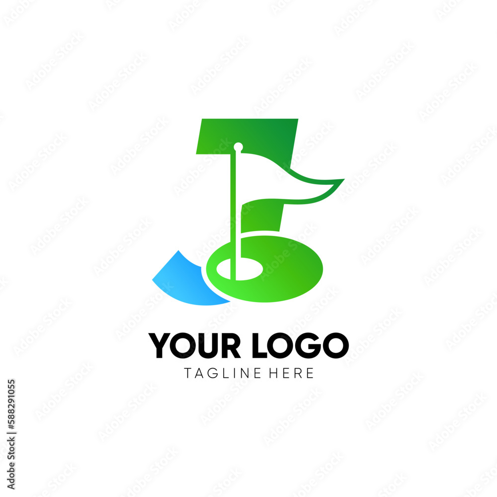 Letter J Initial Golf Flag Logo Design Vector Icon Graphic Emblem Illustration Letter J Initial Golf Flag Logo Design Vector Icon Graphic Emblem Illustration
