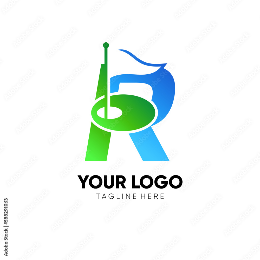 Letter R Initial Golf Flag Logo Design Vector Icon Graphic Emblem Illustration Letter R Initial Golf Flag Logo Design Vector Icon Graphic Emblem Illustration
