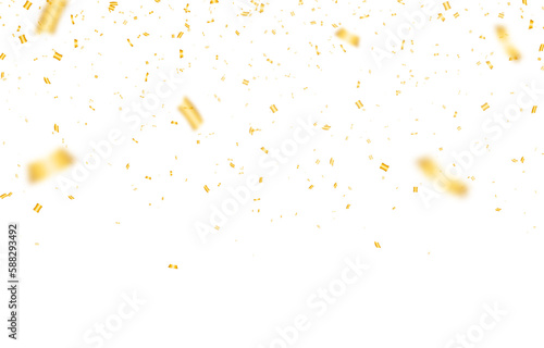 Vector confetti png. Golden tinsel, confetti fall from the sky on a transparent background. Shiny confetti png. Holiday, birthday.