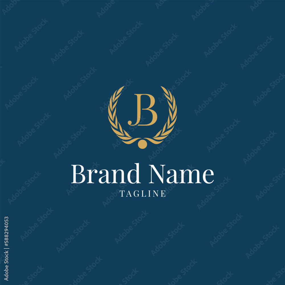 modern wheat JB elegance luxury logo blue and gold color modern wheat JB elegance luxury logo blue and gold color