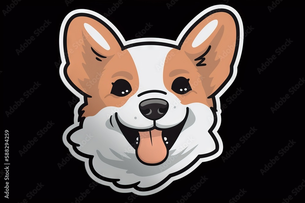 a dog with a tongue sticking out of it's mouth, with a black background and a white border around the edges of the image. generative ai a dog with a tongue sticking out of it's mouth, with a black background and a white border around the edges of the image. generative ai