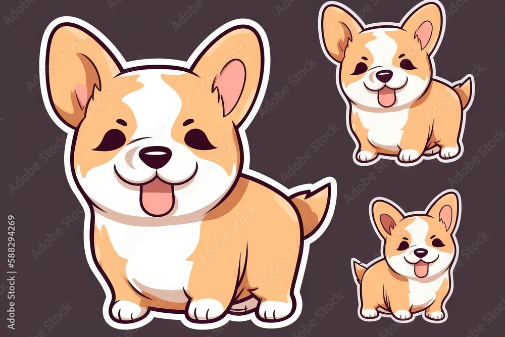 a set of cute little corgi dogs with different expressions and expressions on their faces, sitting, standing, sitting, and standing. generative ai a set of cute little corgi dogs with different expressions and expressions on their faces, sitting, standing, sitting, and standing. generative ai