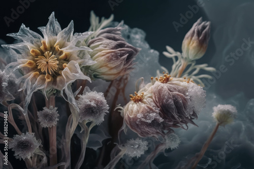 frozen flower in ice Generative AI