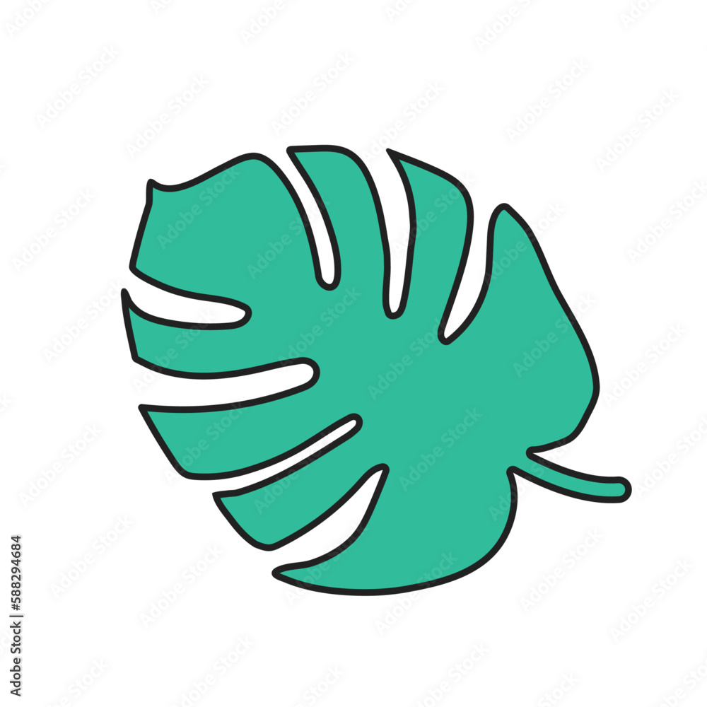 Fototapeta premium Cute illustration of a monstera leaf. Summer mood