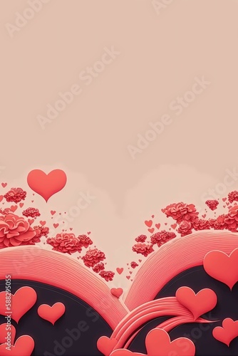 Illustration of the elegant pink hearts on the empty background photo