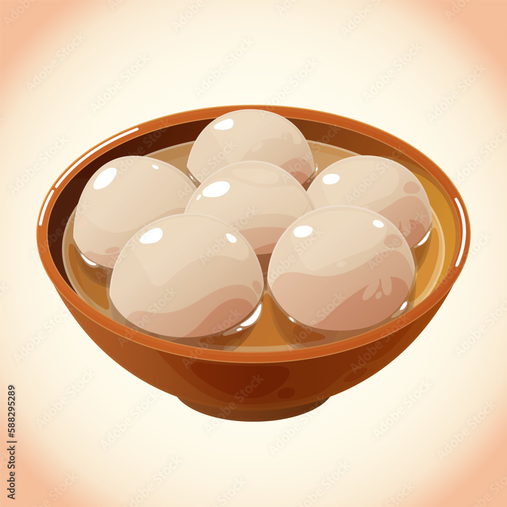 Yuanxiao Dumplings. Glutinous rice flour dumplings in broth