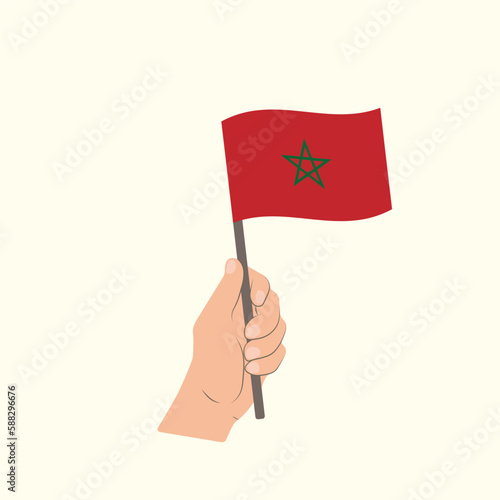 Flag of Morocco, Hand Holding flag © Настасья Стось